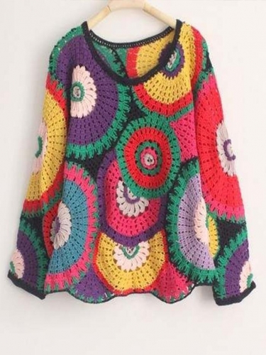 crochet, granny, vpc, pas cher, top, vintage , multicolor 