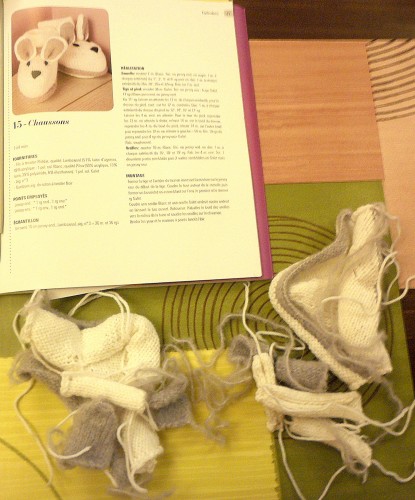 chaussons, tricot, lapin, isabelle,