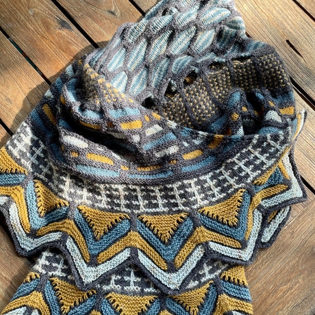 stephen west,tricot,chale,couleurs,tuto,ravelry,youtube, slipstravaganza, magnifique,maille glissee