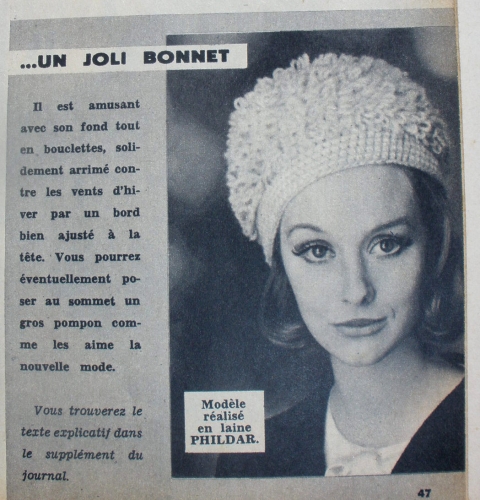 cloche, crochet, modele, gratuit, diy, 1962, femme d'aujourd'hui , bouclette, catalogue, vintage, bonnet, chapeau, rigolot,